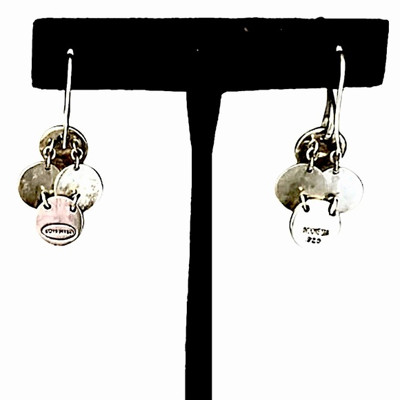LOIS HILL Oxidized Granulated Sterling Silver Hammered Drop Dangle Disc Earrings - Picture 3 of 7
